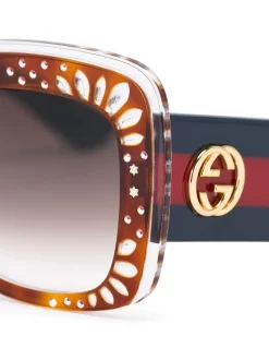 Gucci Eyewear Lunettes De Soleil à Monture à Ornements Femme -Gucci Eyewear Soldes 2022 11750120 8306571 600