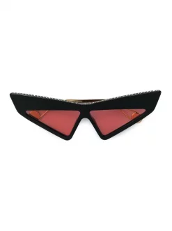 Gucci Eyewear 1865 BLACK GOLD RED/PINK Lunettes De Soleil à Détails De Strass Homme