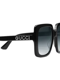 Gucci Eyewear 1011 BLACK GREY Lunettes De Soleil à Monture Rectangulaire Femme -Gucci Eyewear Soldes 2022 13321787 14942841 600