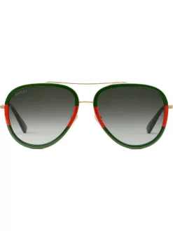 Gucci Eyewear 2363 GREEN RED Lunettes De Soleil à Monture Aviateur Bicolore Femme
