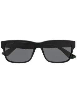 Gucci Eyewear Lunettes De Soleil à Monture Carrée à Détail Web Homme