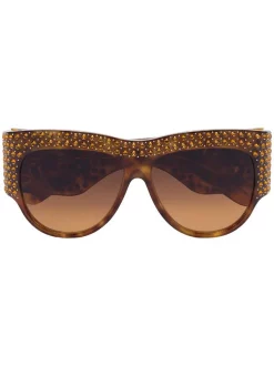 Gucci Eyewear BROWN Lunettes De Soleil Oversize à Effet écaille De Tortue Homme