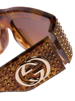 Gucci Eyewear BROWN Lunettes De Soleil Oversize à Effet écaille De Tortue Homme -Gucci Eyewear Soldes 2022 13691947 16984881 600