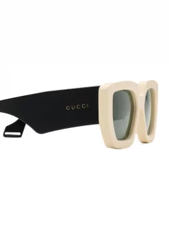 Gucci Eyewear 9210 BLACK & WHITE Square Frame Sunglasses Femme -Gucci Eyewear Soldes 2022 14386939 20752537 600