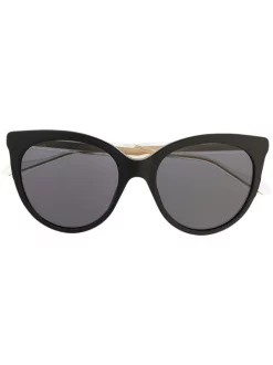 Gucci Eyewear Lunettes De Soleil à Monture Papillon 001 BLACK CRYSTAL GREY