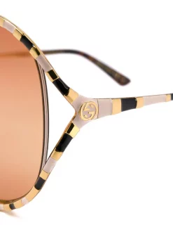 Gucci Eyewear Lunettes De Soleil à Monture Ronde Rayée 003 GOLD GOLD ORANGE 6 Gucci Eyewear Lunettes De Soleil à Monture Ronde Rayée 003 GOLD GOLD ORANGE -Gucci Eyewear Soldes 2022 14554391 22289923 600