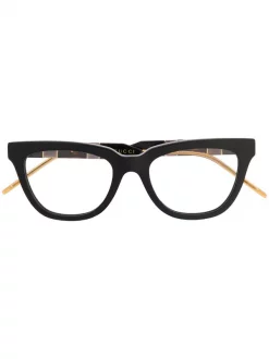 Gucci Eyewear 001 BLACK BLACK TRANSPARENT Lunettes De Vue à Monture Papillon Femme
