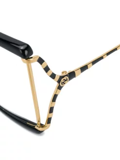 Gucci Eyewear 001 BLACK GOLD TRANSPARENT Lunettes De Vue à Monture Oversize Femme -Gucci Eyewear Soldes 2022 14554475 22252166 600