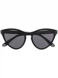 Gucci Eyewear 001 BLACK BLACK GREY Lunettes De Soleil à Monture Papillon Femme
