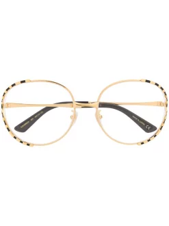 Gucci Eyewear Lunettes De Vue Ă Monture Ronde 001 GOLD/BLACK