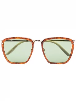Gucci Eyewear Lunettes De Soleil Havana à Monture Carrée 004