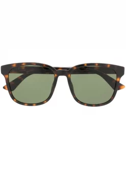 Gucci Eyewear 002 HAVANA HAVANA GREEN Lunettes De Soleil à Logo Femme