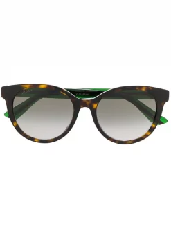 Gucci Eyewear Lunettes De Soleil à Monture Ronde 003 HAVANA GREEN BROWN