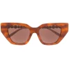 Gucci Eyewear 2321 HAVANA SILVER BROWN Lunettes De Soleil à Monture Papillon Femme