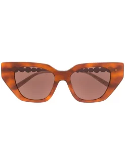 Gucci Eyewear 2321 HAVANA SILVER BROWN Lunettes De Soleil à Monture Papillon Femme