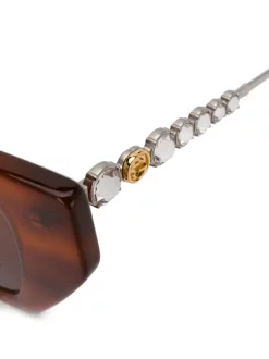 Gucci Eyewear 2321 HAVANA SILVER BROWN Lunettes De Soleil à Monture Papillon Femme -Gucci Eyewear Soldes 2022 15031092 25175770 600