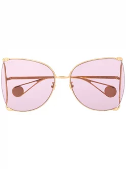 Gucci Eyewear 013 GOLD GOLD VIOLET Lunettes De Soleil Ă Monture Oversize Femme
