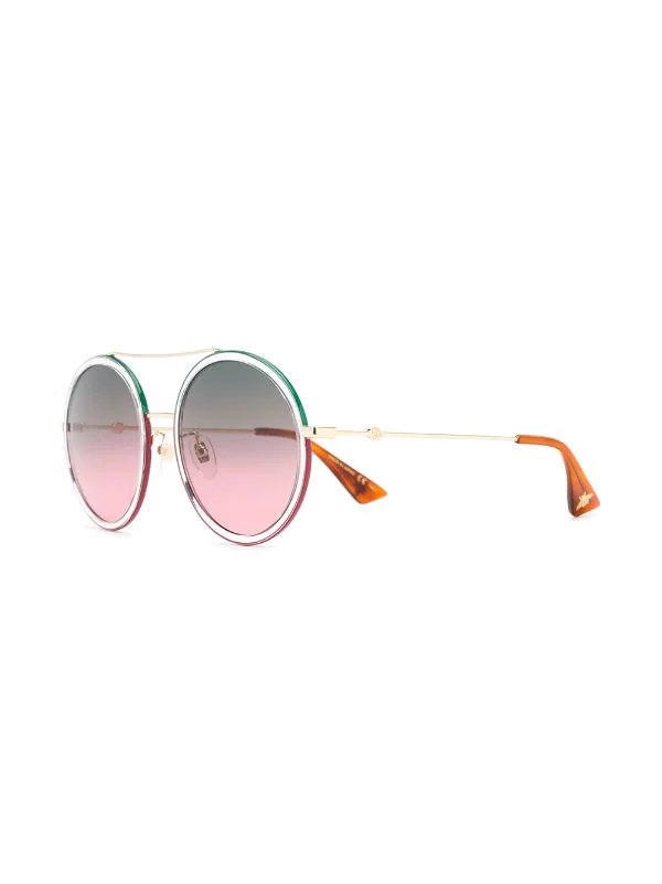 Gucci Eyewear 022 GOLD GOLD GREEN Lunettes De Soleil à Monture Ronde GG0061S Femme 2 Gucci Eyewear 022 GOLD GOLD GREEN Lunettes De Soleil à Monture Ronde GG0061S Femme – Image 2