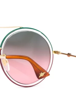Gucci Eyewear 022 GOLD GOLD GREEN Lunettes De Soleil à Monture Ronde GG0061S Femme 5 Gucci Eyewear 022 GOLD GOLD GREEN Lunettes De Soleil à Monture Ronde GG0061S Femme -Gucci Eyewear Soldes 2022 15127561 25726338 600