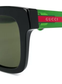 Gucci Eyewear Lunettes De Soleil à Monture Carrée 002 BLACK GREEN -Gucci Eyewear Soldes 2022 15158682 26497471 600