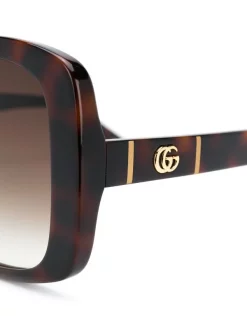 Gucci Eyewear 002 HAVANA Lunettes De Soleil à Monture Carrée Femme -Gucci Eyewear Soldes 2022 15443502 27304778 600