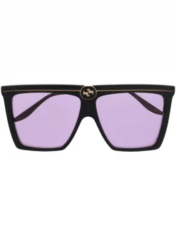 Gucci Eyewear Lunettes De Soleil Interlocking G à Monture Carrée 004 BLACK