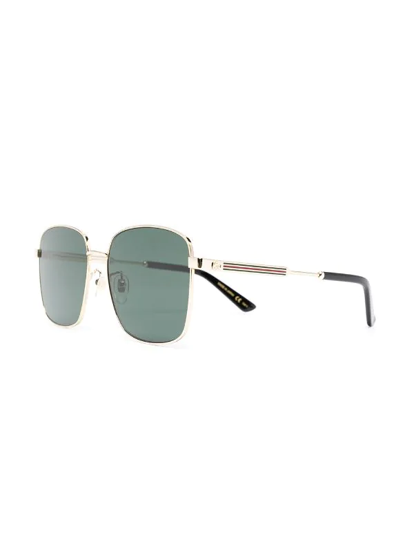 Gucci Eyewear 001 GOLD-GOLD-GREEN Lunettes De Soleil à Monture Carrée Femme 2 Gucci Eyewear 001 GOLD-GOLD-GREEN Lunettes De Soleil à Monture Carrée Femme – Image 2