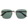 Gucci Eyewear 001 GOLD-GOLD-GREEN Lunettes De Soleil à Monture Carrée Femme