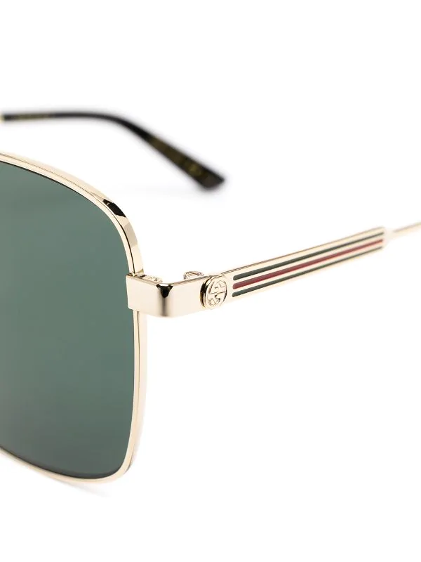 Gucci Eyewear 001 GOLD-GOLD-GREEN Lunettes De Soleil à Monture Carrée Femme 3 Gucci Eyewear 001 GOLD-GOLD-GREEN Lunettes De Soleil à Monture Carrée Femme – Image 3