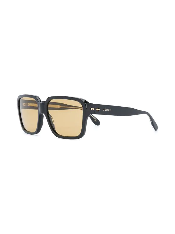 Gucci Eyewear 1073 BLACK/ BLACK/ YELLOW Lunettes De Soleil à Monture Carrée Femme 2 Gucci Eyewear 1073 BLACK/ BLACK/ YELLOW Lunettes De Soleil à Monture Carrée Femme – Image 2