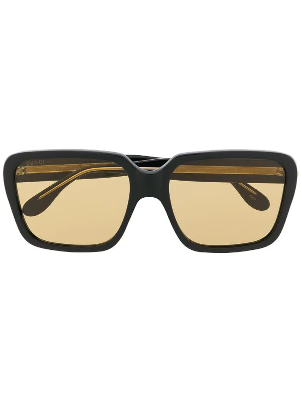 Gucci Eyewear 1073 BLACK/ BLACK/ YELLOW Lunettes De Soleil à Monture Carrée Femme 1 Gucci Eyewear 1073 BLACK/ BLACK/ YELLOW Lunettes De Soleil à Monture Carrée Femme