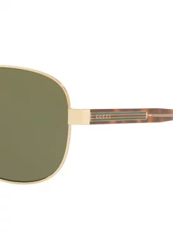 Gucci Eyewear Lunettes De Soleil à Monture Aviateur 2390J1 Green -Gucci Eyewear Soldes 2022 15890936 30048919 600