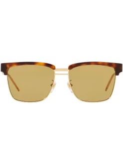 Gucci Eyewear 4402Y1 Havana Lunettes De Soleil à Monture Carrée Homme