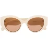 Gucci Eyewear Lunettes De Soleil à Plaque Logo 002 IVORY IVORY BROWN