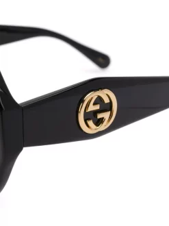 Gucci Eyewear 001 BLACK BLACK GREY Lunettes De Soleil à Monture Oversize Homme -Gucci Eyewear Soldes 2022 15896914 29327439 600
