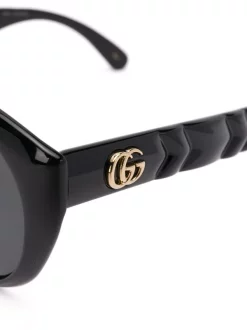 Gucci Eyewear 001 BLACK BLACK GREY Lunettes De Soleil à Plaque Logo Homme -Gucci Eyewear Soldes 2022 15896917 29329909 600