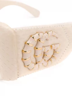 Gucci Eyewear Lunettes De Soleil à Plaque Logo 002 WHITE IVORY BROWN -Gucci Eyewear Soldes 2022 15896960 29352095 600