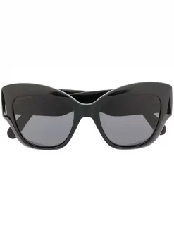 Gucci Eyewear 001 BLACK BLACK GREY Lunettes De Soleil GG0808S à Monture Oversize Femme