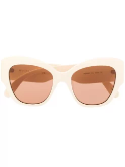 Gucci Eyewear Lunettes De Soleil à Monture Papillon 002 IVORY IVORY BROWN