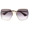 Gucci Eyewear 001 GOLD GOLD GREY Lunettes De Soleil à Monture Oversize Femme
