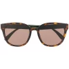Gucci Eyewear 003 HAVANA GREEN BROWN Lunettes De Soleil à Monture Carrée Femme