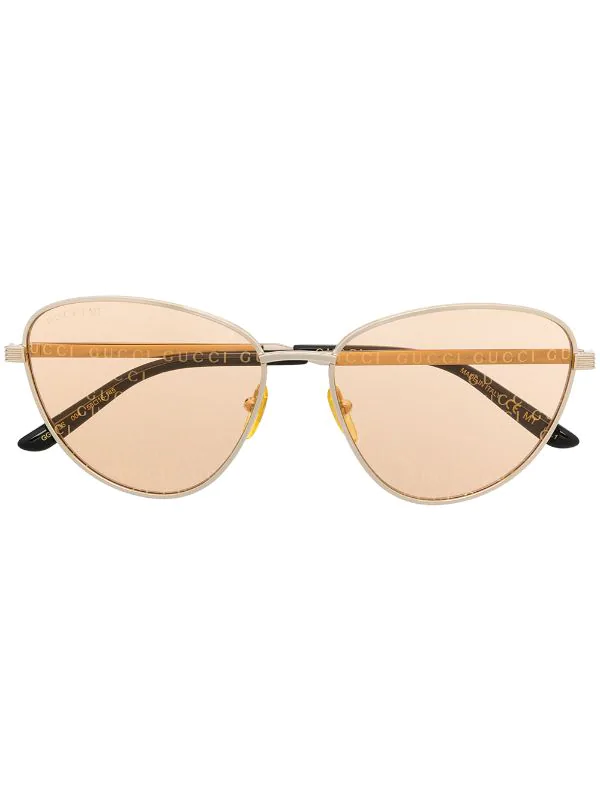 Gucci Eyewear Lunettes De Soleil à Monture Papillon 004 GOLD GOLD ORANGE 1 Gucci Eyewear Lunettes De Soleil à Monture Papillon 004 GOLD GOLD ORANGE