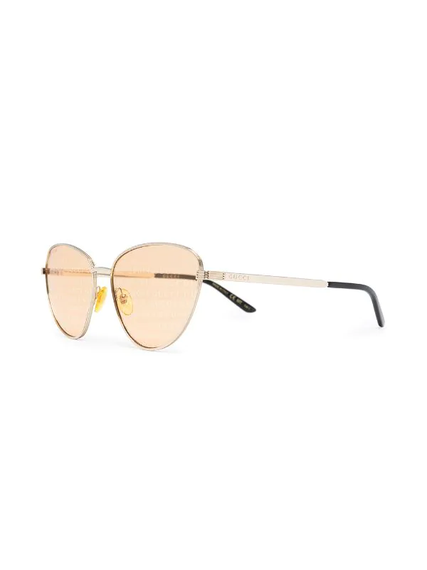 Gucci Eyewear Lunettes De Soleil à Monture Papillon 004 GOLD GOLD ORANGE 2 Gucci Eyewear Lunettes De Soleil à Monture Papillon 004 GOLD GOLD ORANGE – Image 2