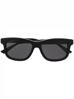 Gucci Eyewear Lunettes De Soleil à Monture Rectangulaire 001 BLACK