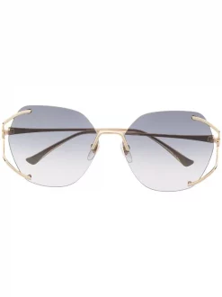 Gucci Eyewear Lunettes De Soleil à Monture Ronde 002 GOLD/GREY