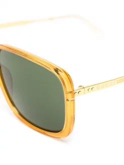 Gucci Eyewear 001 GOLD Lunettes De Soleil à Monture Rectangulaire Homme -Gucci Eyewear Soldes 2022 15945302 29577873 600
