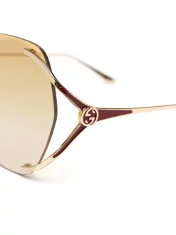 Gucci Eyewear 005 GOLD YELLOW Lunettes De Soleil à Monture Ronde Femme -Gucci Eyewear Soldes 2022 15952171 29788868 600