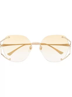 Gucci Eyewear 005 GOLD YELLOW Lunettes De Soleil Ă Monture Ronde Femme