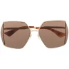 Gucci Eyewear 002 BROWN Lunettes De Soleil à Monture Oversize Femme