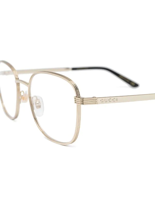 Gucci Eyewear 001 GOLD GOLD TRANSPARENT Lunettes De Vue à Monture Ronde Femme 3 Gucci Eyewear 001 GOLD GOLD TRANSPARENT Lunettes De Vue à Monture Ronde Femme – Image 3